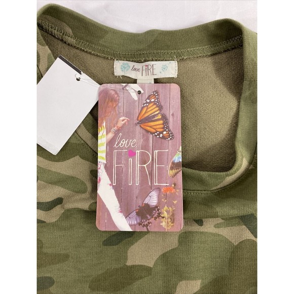 Love, Fire Women's Small Camouflage Mini‎ Dress Long Sleeve Shirt Boyfriend NWT - Picture 7 of 10